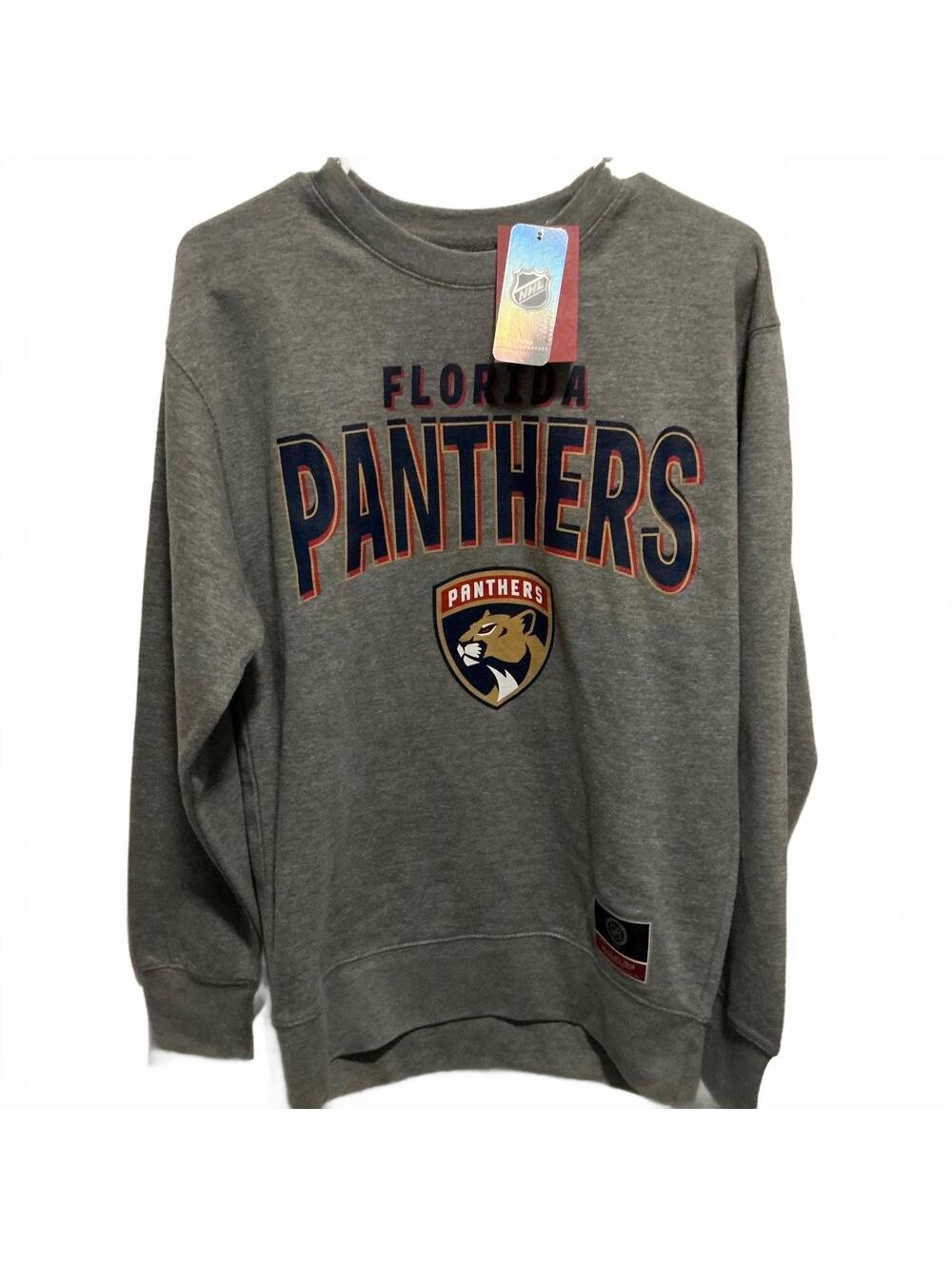 Mitchell & Ness Florida Panthers NHL Stanley Cup Grey Crewneck Sweatshirt Size S